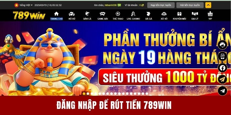 Đăng nhập để rút tiền từ 789win